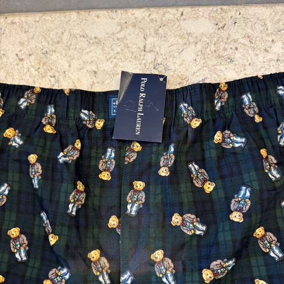 Vintage NWT Men's Polo by Ralph Lauren XL Plaid boxer shorts with Teddy bears - Picture 3 of 16